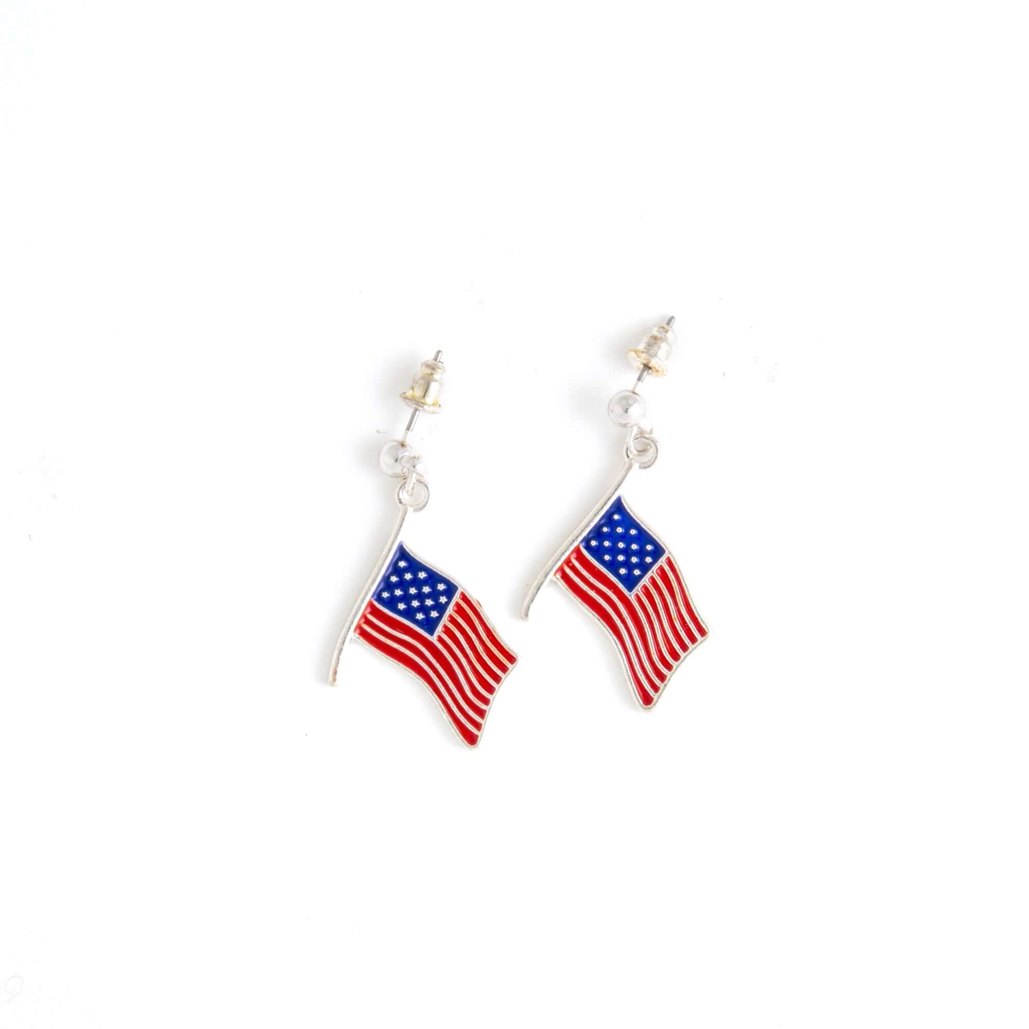 American Flag Earrings Hand Beaded Sterling Silver / Olympic Jewelry GO USA American  Flag Earrings / Sterling Silver Red White & Blue Flag Earrings Made in USA  – Just Bead It