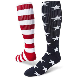 half stars, half stripes american flag knee socks