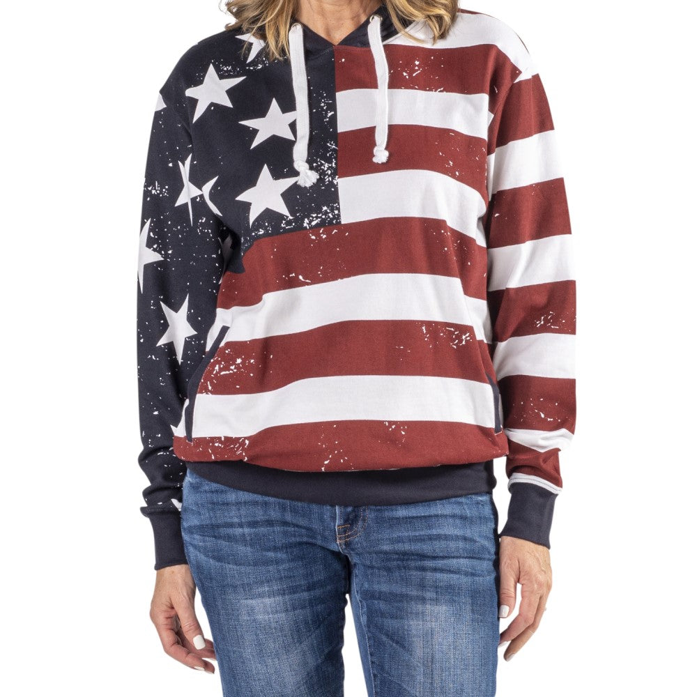 Unisex Vintage American Flag Hoodie Sweatshirt